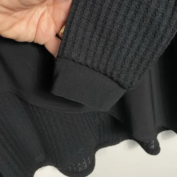 Sympli Waffle Knit Tunic Top Size 8 Black Asymmetrical Hem Lagenlook Minimalist - Picture 8 of 11